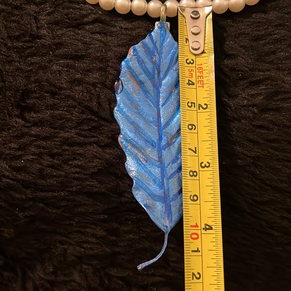 Faux Pearls & One if Kind Rare Unique Leaf Handmade Necklace - Picture 17 of 17